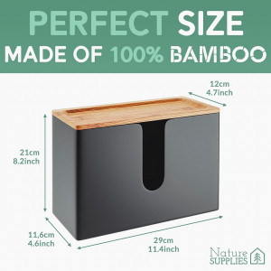 Cutie pentru servetele Nature Supplies, bambus/plastic, negru/natur, 29 x 11,6 x 21 cm