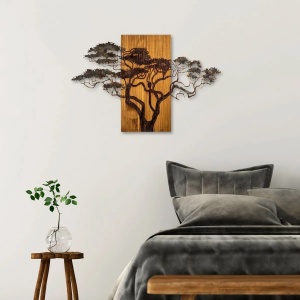 Decor de perete Re-Bloom, model copac, lemn/metal, maro/negru, 90 x 58 x 3 cm - Img 4