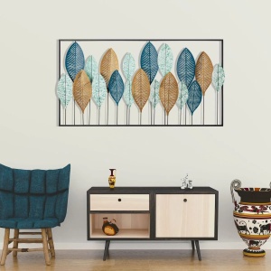 Decor de perete Re-Bloom, model frunze, metal, multicolor, 115 x 3 x 60 cm - Img 4