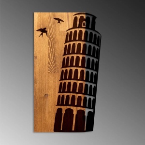 Decor de perete Re-Bloom, model Tunul din Pisa, metal/lemn, negrunuc, 32 x 58 x 3 cm - Img 3