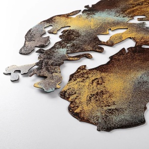 Decor de perete Re-Bloom, model World Map, metal, multicolor, 150 x 59 cm - Img 2