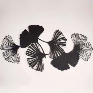 Decor perete model frunze, metal, 98x51 cm, negru - Verificat A · Re-Bloom