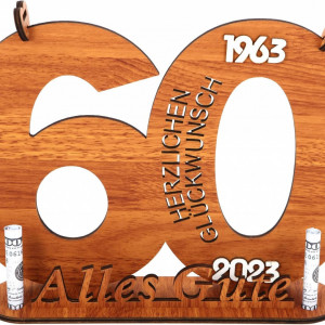 Decoratiune aniversara pentru 60 de ani LIGHTNETSEE, lemn, maro, 29 x 18,5 cm - Img 1