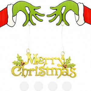 Decoratiune de Craciun Muzigs, model Grinch, plastic, verde/rosu