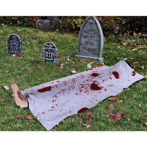 Decoratiune pentru Halloween Dead Body Zombie Sumind, polietilena, alb/rosu, 152 cm