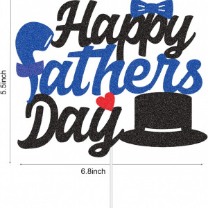 Decoratiune pentru tort "Happy Father's Day" Generic, hartie, negru/albastru, 17.2 x 14 cm - Img 6