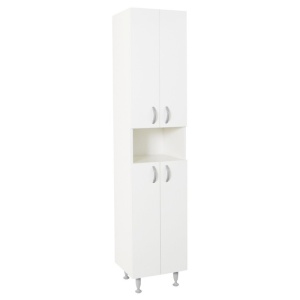 Dulap baie tip coloana GN0021, Pal lucios, 5 rafturi, 4 usi, picioare reglabile, 35x31.6x166 cm - Img 1