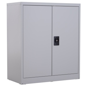 Dulap birou cu cheie 80x40x92.5 cm, raft reglabil, otel laminat la rece, montabil pe perete, gri - Verificat A · Re-Bloom - Img 1