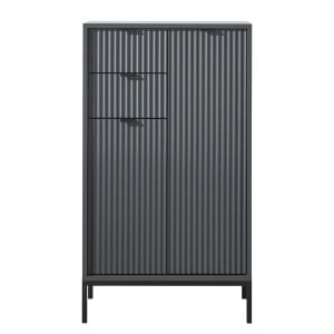 Dulap pentru baie Juvara, MDF/PAL/metal, gri mat/negru, 