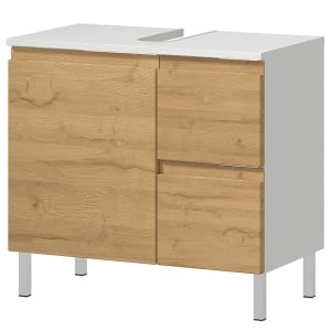 Dulap pentru lavoar Torrance, MDF/PAL, natur/alb, 60 x 56 x 34 cm