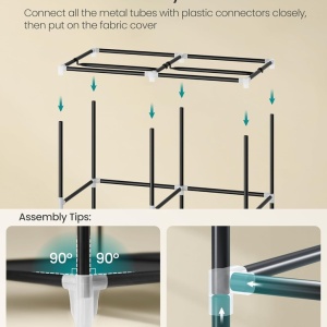 Dulap Songmics, metal/plastic/textil, negru, 86 x 45 x 167 cm, Resigilat, Grad A - Img 3