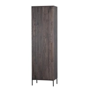 Dulap Woodrow, lemn masiv de frasin/metal, maro inchis/negru, 60 x 210 x 42 cm