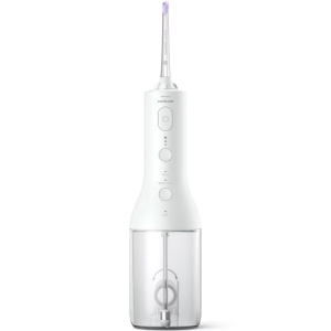 Dus bucal Philips Sonicare cu tehnologie QuadStream, portabil, 2 moduri de curatare, e niveluri de intensitate , include 2 x capete de curatare si 1 x husa trasport, alb, HX3826/31, Resigilat, Grad A - Img 2