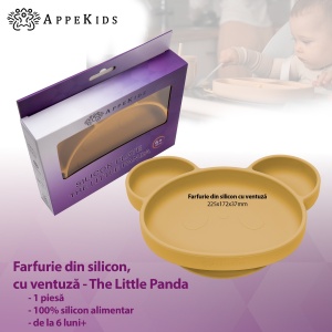 Farfurie din silicon cu ventuza, AppeKids, Panda - Honey - Img 2