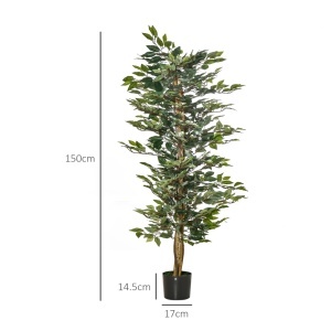 Ficus artificial Re-Bloom, PEVA/PE/ciment, inaltime 150 cm, vas diametru 17x14.5 cm, intretinere redusa, verde/maro - Verificat A · Re-Bloom - Img 2