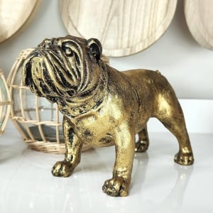 Figurina Casaido, model Bulldog, polirasina, auriu, 28,5 x 16 cm