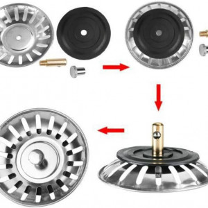 Filtru de scurgere pentru chiuveta de bucatarie Minismus, aluminiu, argintiu/auriu, 80 mm