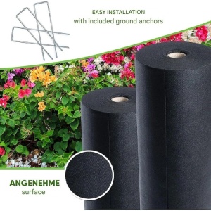 Folie agrotextil, antiburuieni, DAWIDU, permeabila, rezistenta la UV, 50 g/m2, 1m x 50m, 50 m², Negru, 50 de ancore galvanizate, Resigilat, Grad A - Img 4