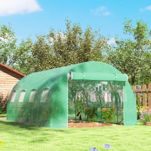 Folie sera din PE Re-Bloom, 4x3x2 m, 8 ferestre 37x37 cm, usa rulabila 2x1.65 m, margini ingropabile, banda adeziva inclusa, verde - Verificat A · Re-Bloom - Img 2