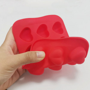 Forma pentru cuburi de gheata HEIGOO, silicon, inima, rosu, 16 x 10,5 x 1,6 cm - Img 2