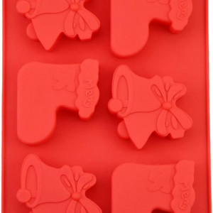 Forma pentru prajituri de Craciun DYWW, rosu, silicon, 25.8 x 17 x 2.5 cm
