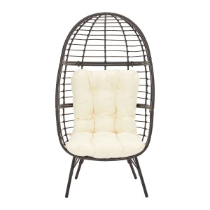 Fotoliu de gradina Nara, metal/textil, negru/alb, 77 x 145 x 65 cm