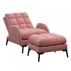 Fotoliu recliner cu scaun pentru picioare Cashanti, roz, 110 x 60 x 80 cm - Img 6