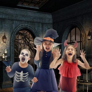 Fundal foto pentru Halloween Aiikes, vinil, negru/maro, 240 x 240 cm