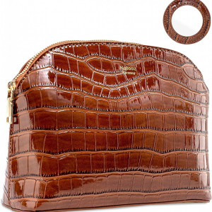 Geanta cosmetica NATOOZ, piele, maro, 30, 5 x 19,5 x 8,5 cm 