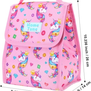 Geanta de pranz pentru copii Home Tune, model unicorn, poliester, multicolor, 21,5 x 14 x 26 cm