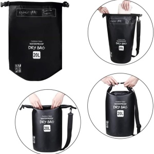 Geanta impermeabila Obastyle, PVC, negru/alb, 15L