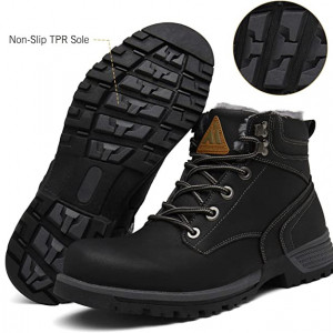 Ghete de iarna cu blana Mishansha, piele sintetica, negru, marimea 36 - Img 3