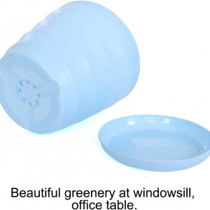 Ghiveci cu tava pentru plante Sourcing, plastic, albastru,14,5 x 13,5 x 15,5 cm /14 cm - Img 2