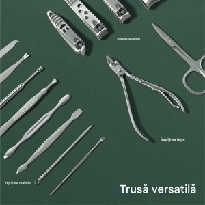 H&S trusa manichiura si pedichiura 14 piese, otel inoxidabil, foarfeca, clesti, taietor, husa depozitare, verde - Verificat A · Re-Bloom - Img 5