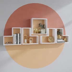 Hanah Home etajera de perete 180x59.3x15 cm, PAL 18mm, rafturi multiple, concept modern, alb - Verificat A · Re-Bloom - Img 5
