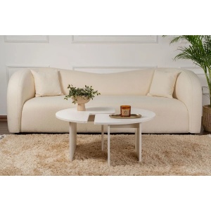 Hanah Home masa cafea rotunda living D90x41 cm, PAL 18mm, design minimalist, wood white - Verificat A · Re-Bloom - Img 4