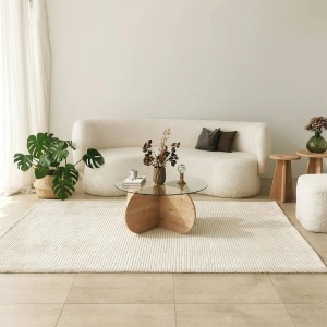 Hanah Home masa de cafea rotunda 75x75x35 cm, blat din sticla calita 100%, cadru PAL 18mm, stejar safir - Verificat A · Re-Bloom - Img 3