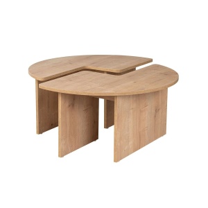 Hanah Home masuta de cafea rotunda D90x41 cm, PAL 18mm melaminat, stejar - Verificat A · Re-Bloom