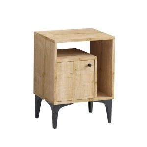Hanah Home noptiera dormitor 40x35x55 cm, PAL 18mm, spatiu amplu de depozitare, nuc si negru - Verificat A · Re-Bloom - Img 3