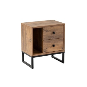 Hanah Home noptiera, PAL melaminat 18mm, 45.2x29.5x50 cm, picioare metal, pin atlantic/negru - Verificat A · Re-Bloom