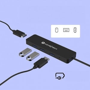 Hub USB 3.0 cu 4 porturi - Compatibil cu PC, laptopuri, MacBook Pro și Air M1 M2 2016-2023