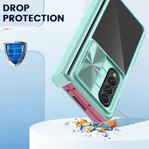 Husa de protectie compatibila cu Samsung Galaxy Z Fold 4 HWeggo, acrilic/poliuretan, piersic/albastru, 7,6 inchi - Img 4