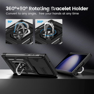 Husa de protectie cu inel compatibil cu Samsung Galaxy S23 ULTRA HWeggo, policarbonat/poliuretan, negru 6,8 inchi - Img 4