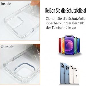 Husa de protectie cu snur pentru iPhone 13 Pro Max Gumo, TPU/poliester, transparent/roz deschis, 6.7 inchi