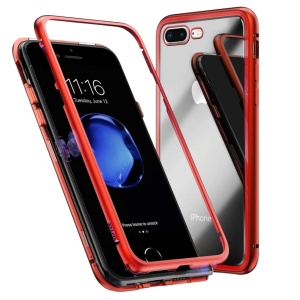 Husa de protectie fata-spate pentru iPhone 7/iPhone 8 BelloCase, metal/sticla, rosu/transparent, 4,7 inchi