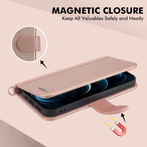 Husa de protectie flip pentru Google Pixel 7 5G Lairtte, TPU/piele PU, roz/bej, 6,3 inchi