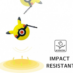 Husa de protectie pentru casti Airpods, model Pikachu, galben/negru, silicon - Img 6