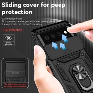 Husa de protectie pentru Google Pixel 6 Atisijie, TPU/metal, negru/argintiu, 6,4 inchi