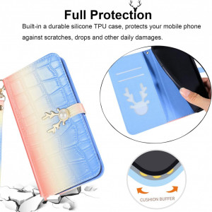 Husa de protectie pentru  iPhone 13  Aisenth, piele PU, roz/albastru, 6,1 inchi