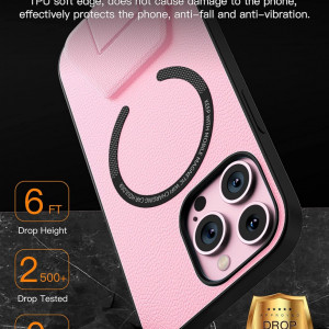 Husa de protectie pentru iPhone 13 Pro Max Quikbee, piele PU, roz, 6,7 inchi